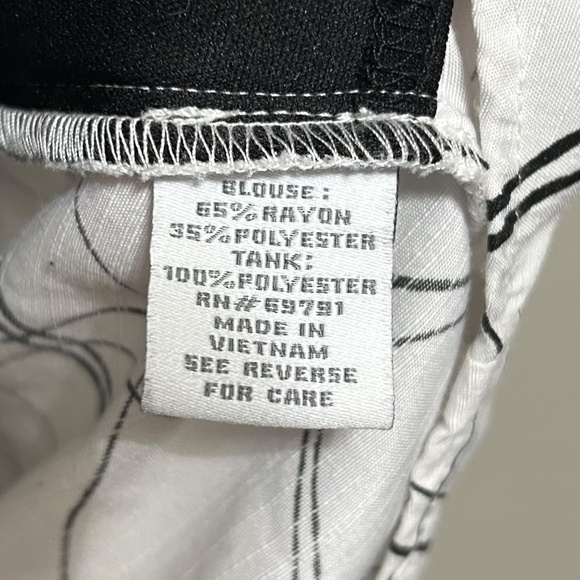 Dressbarn Womens Button Up Shirt 14/16 White Black Tank Top Shoulder Pads Casual - Picture 6 of 11